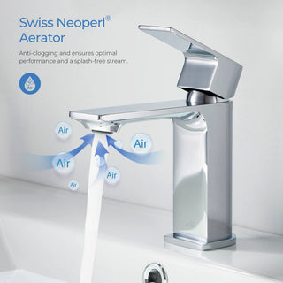 KIBI Mirage Single Handle Bathroom Faucet, Chrome, with Drain