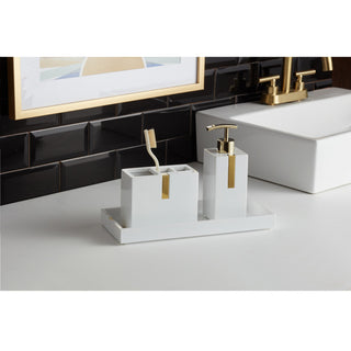 Houston Street White/Brass 3 Piece Bathroom Accessory Set