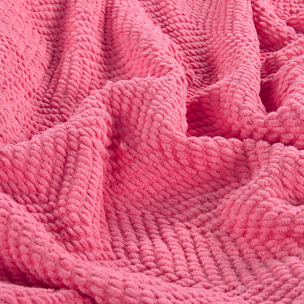 Tweed Knitted Throw Blanket, Camellia Rose, 60"x80"