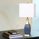Blue Ceramic & Ant. Brass, Table Lamps, 26.5"