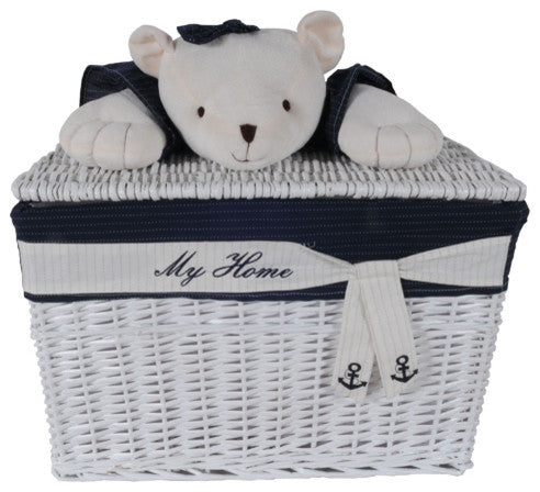 Anne Home, Set Of 5 Rectangular Willow Baskets Bear Design