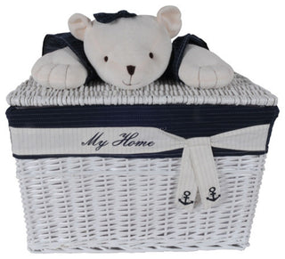 Anne Home, Set Of 5 Rectangular Willow Baskets Bear Design