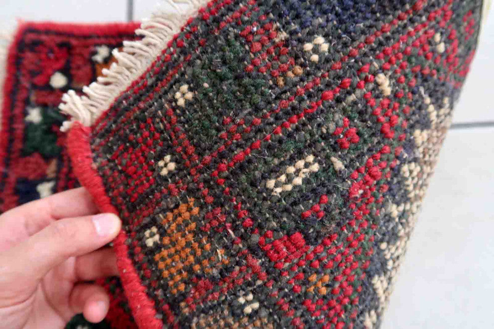 Handmade Vintage Persian Hamadan Mat 1.3'x1.9', 41cmx59cm, 1970s