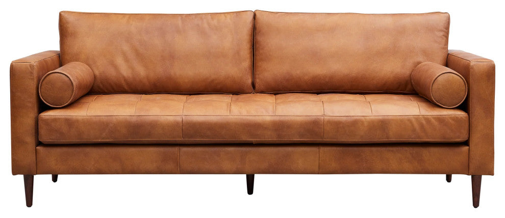 Alamo Top Grain Leather Sofa, Light Brown