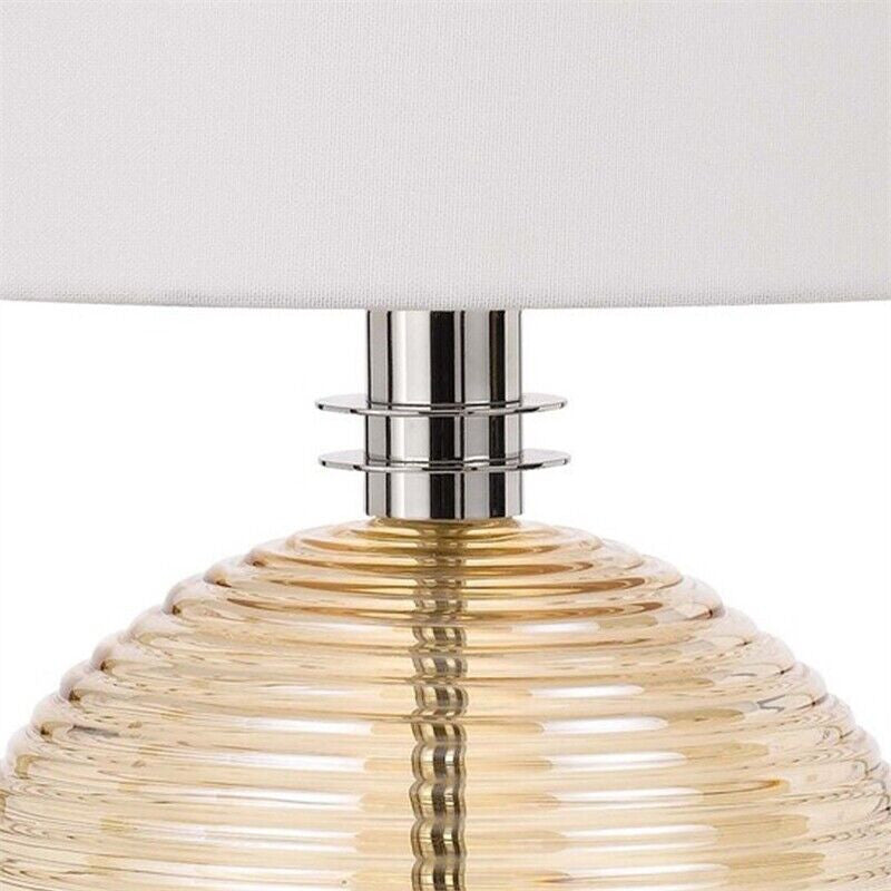 Benzara BM241799 Table Lamp With Textured Glass Ball Accent, White and Chrome