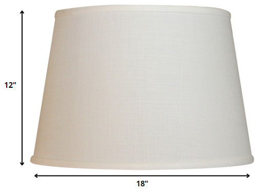 18" White Rounded Empire Slanted Linen Lampshade