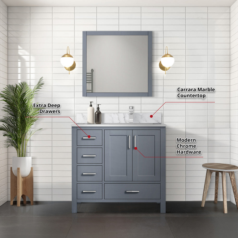 Jacques Modern Dark Grey 36" Vanity Cabinet Only - Right Version