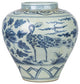 Blue White Wetland Bird Open Top Jar