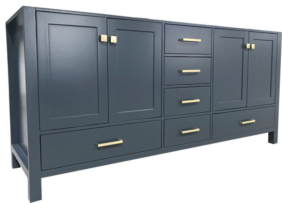 Ariel Cambridge 72" Double Sink Base Cabinet, Midnight Blue
