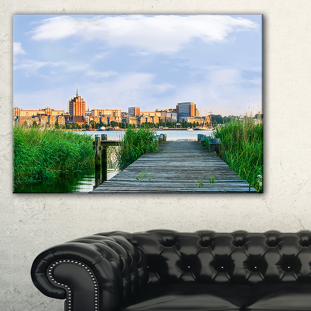 "Wooden Bridge to River Warnow" Canvas Print