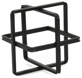 Alle Black Geometric Decor Cube - Large