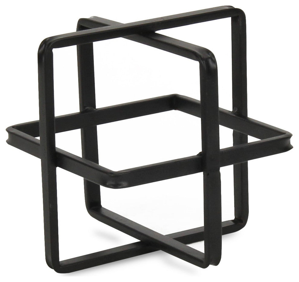 Alle Black Geometric Decor Cube - Large