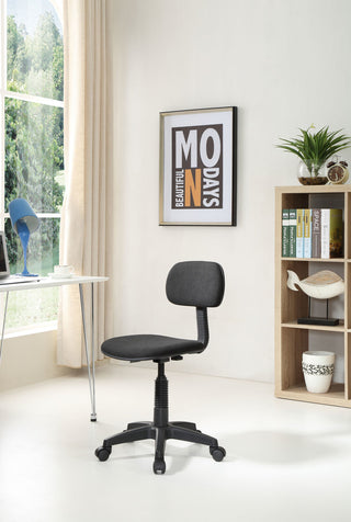 Hodedah Armless Adjustable Height Swivelling Task Chair in Black Fabric