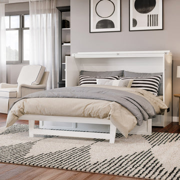 Northfield Queen Solid Wood Modern Murphy Bed Chest with Mattress in White