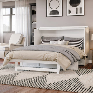 Northfield Queen Solid Wood Modern Murphy Bed Chest with Mattress in White
