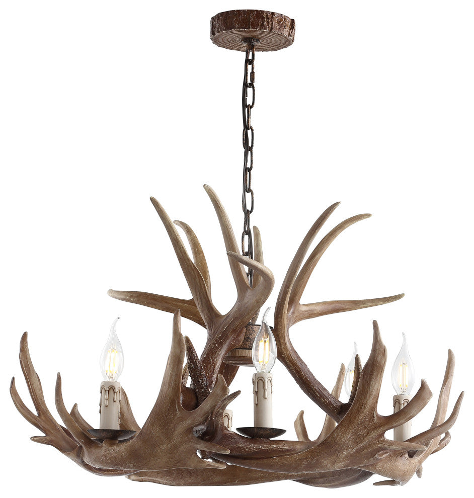 Eldora Adjustable Resin Antler 6-Light Chandelier, Width: 28.5"