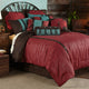 Cheyenne Western Lodge Faux Tooled Leather Comforter Set, 7PC, Red, Super Queen