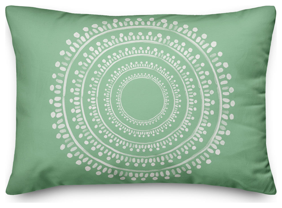 Centered Green Boho Circle 20x14 Spun Poly Pillow
