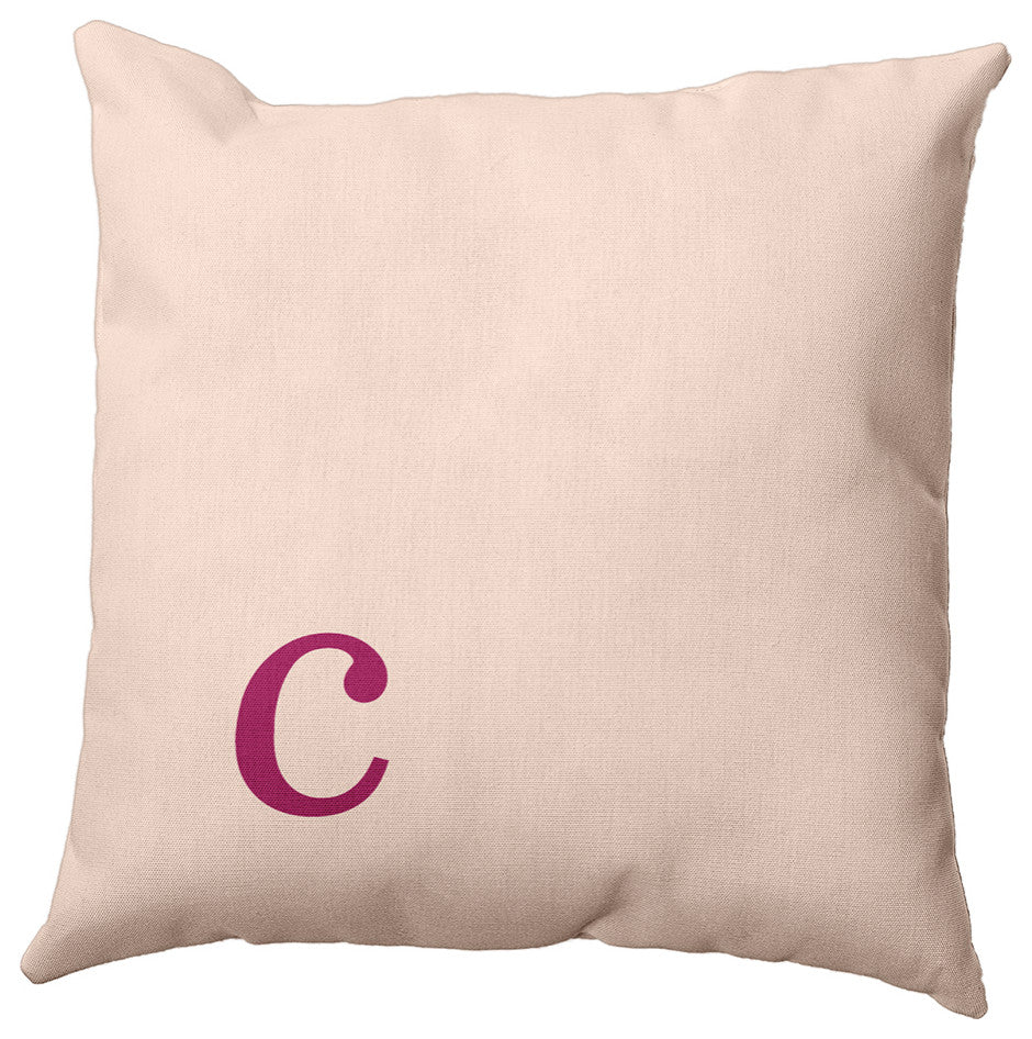 18"x18" Modern Monogram Decorative Throw Pillow, Dusty Rose