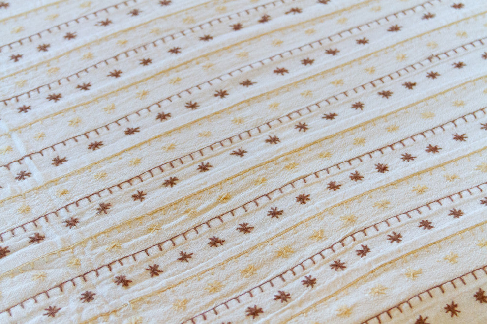 Summer White Quilted Cotton Kantha Bedcover