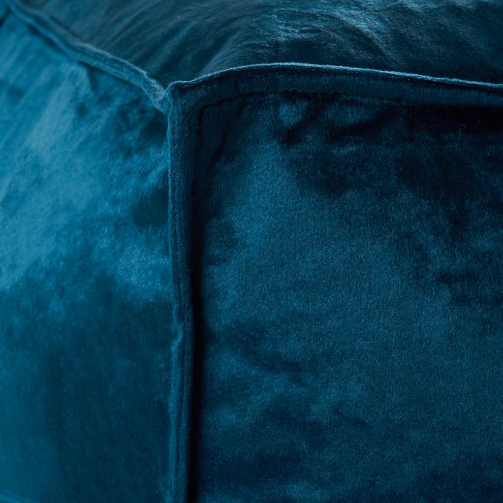GDF Studio Cytheria Velvet Square Bean Bag Ottoman, Cobalt
