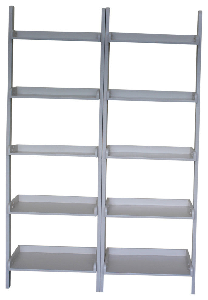 Lean To Shelf Units With 5 Shelves, Set of 2 Pieces