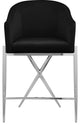 Xavier Velvet Upholstered Counter Height Stool, Black, Chrome Finish