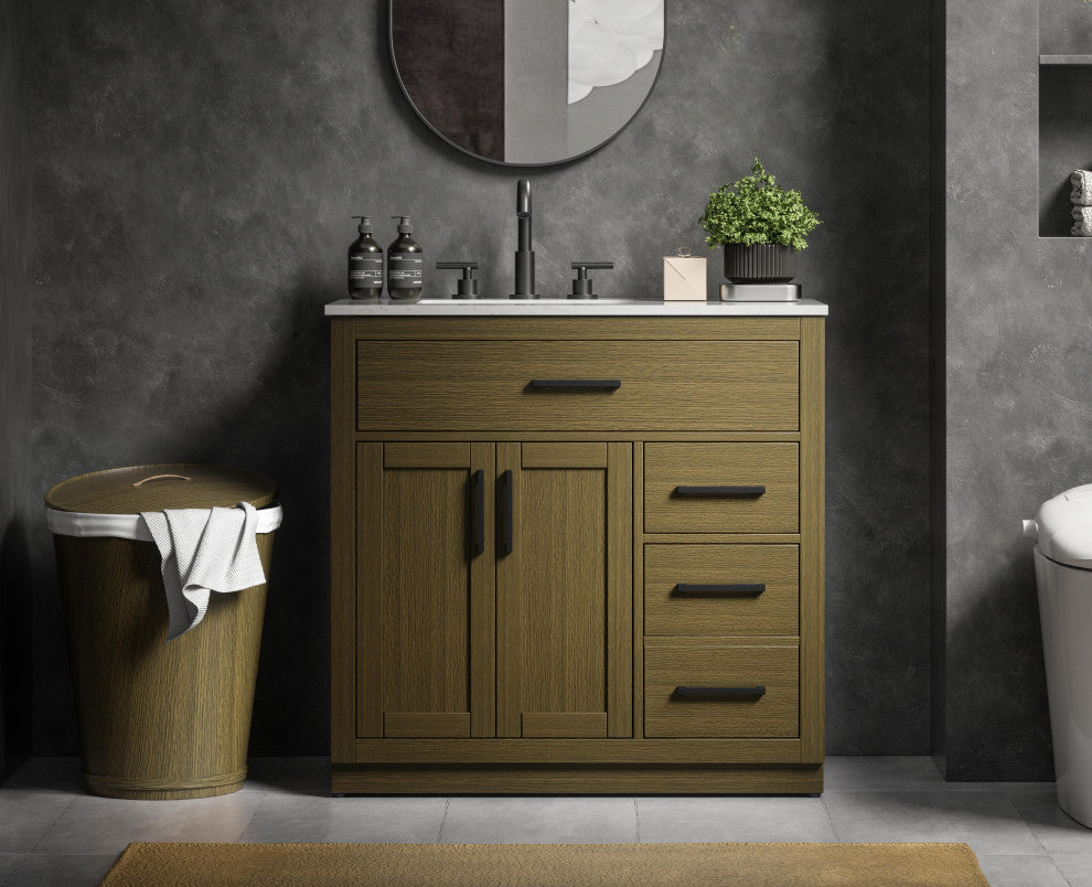 Home Living 36" Single Bathroom Vanity, Chestnut Brown