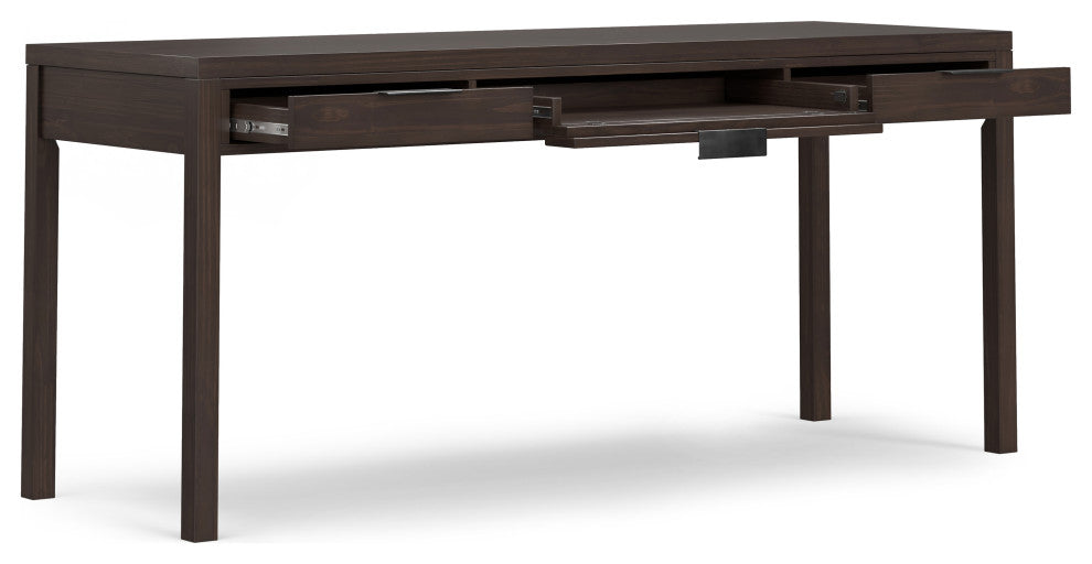 Hollander Solid Wood Wide Desk, Warm Walnut Brown