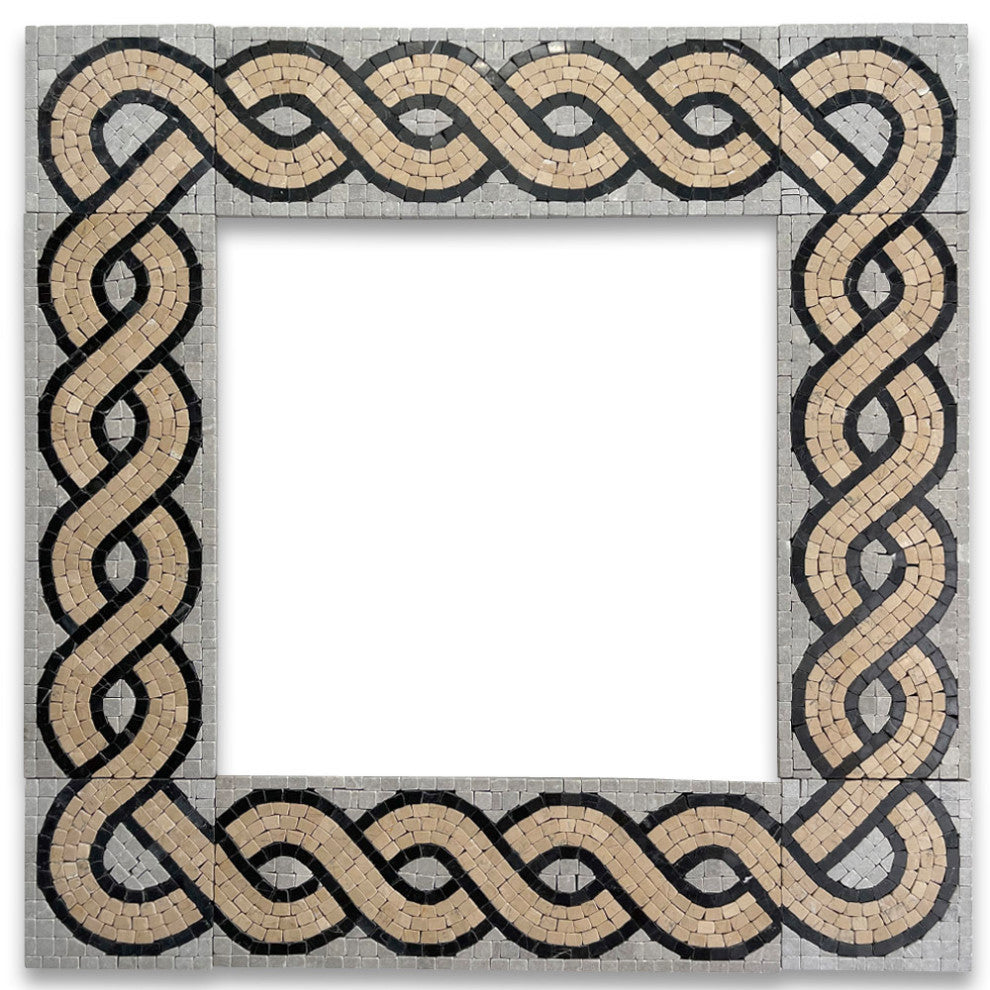 Marble Mosaic Border Accent Listello Tile Wave Nova 4x12 Tumbled, 1 piece