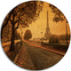 Vintage Style View Of Paris, Landscape Photo Round Metal Wall Art, 11"