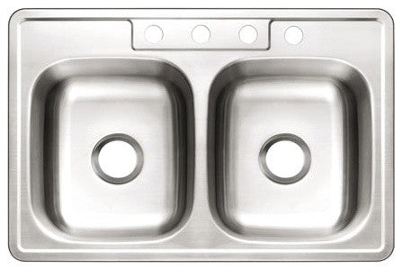 GKTD33210 Self-Rimming Double Bowl Kitchen Sink Satin Nickel GKTD332210