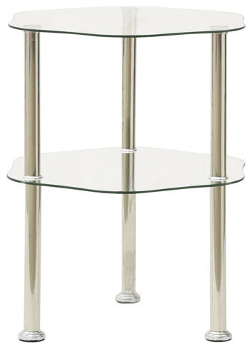 vidaXL Side Table 2-Tier End Coffee Table with Shelf Transparent Tempered Glass