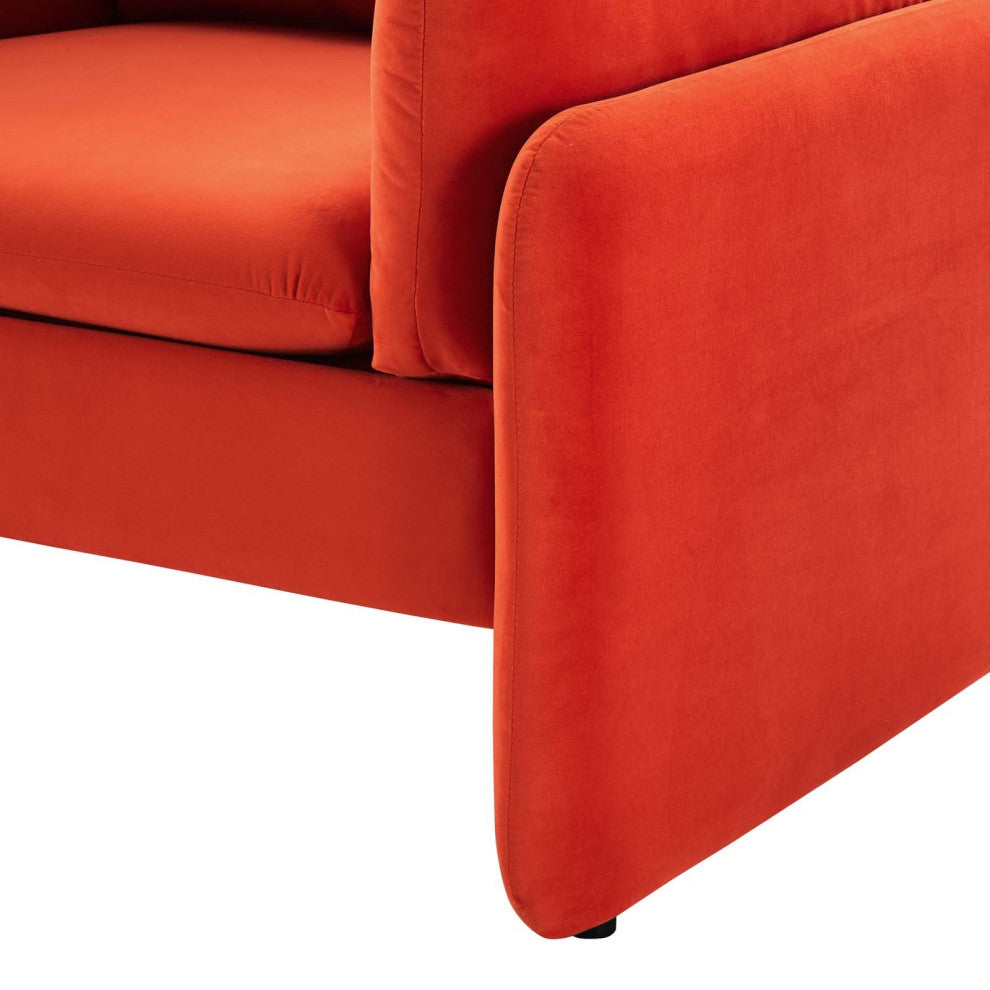 Armchair Accent Chair, Velvet, Orange, Modern, Living Lounge Hotel Hospitality