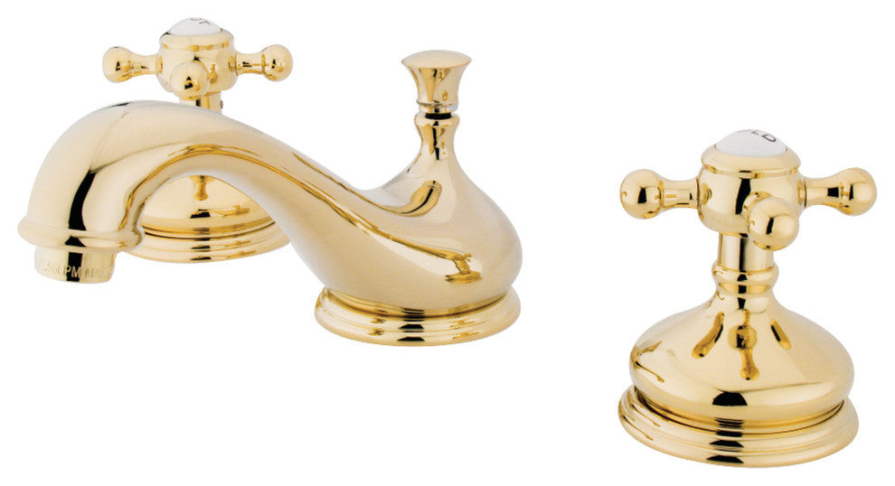Kingston Brass Widespread Bathroom Faucet With Brass Pop-Up, Polished Brass