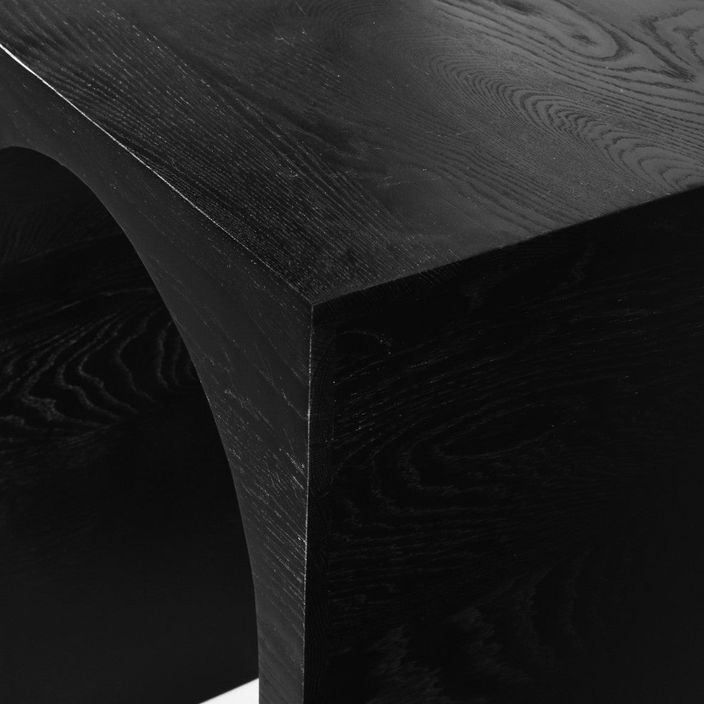 June Black Oak Console Table, Black, 60" W X 18" D X 30" H