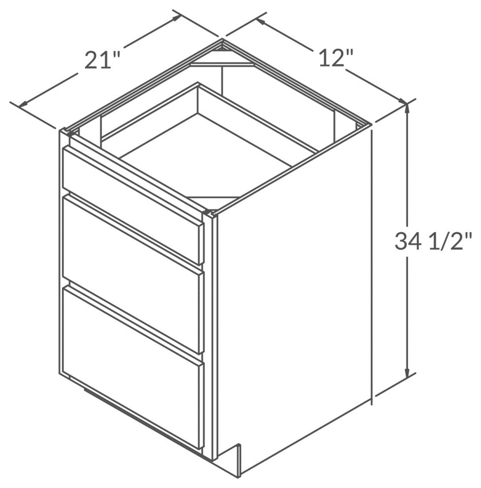 Newport Vanity Drawer Base Cabinet, 12"x21"x34.5"
