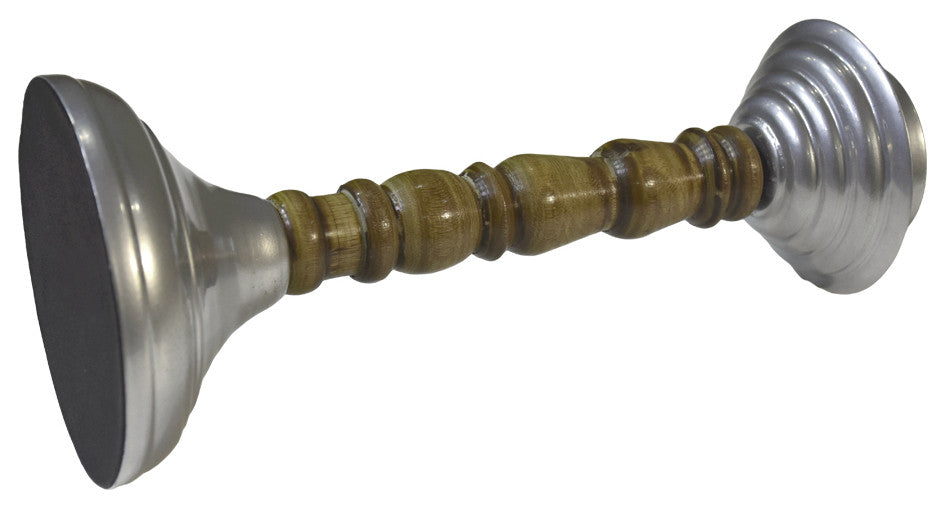 Handmade Iron and Wood Traditional Pillar Candle Holder, Silver