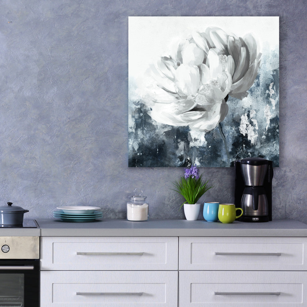 Abstract sliver flower - Oil Painting Print on Wrapped Canvas, Wall art, 30"x30"