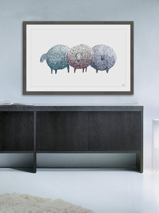 "Trois Mouton" Framed Painting Print, 24"x16"
