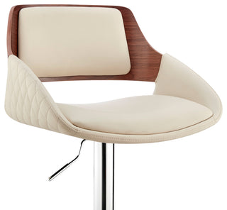 Cream Faux Leather Adjustable Chrome Swivel Bar Stool