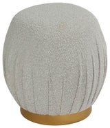 Cortesi Home Paulina Round Ottoman, Light Gray