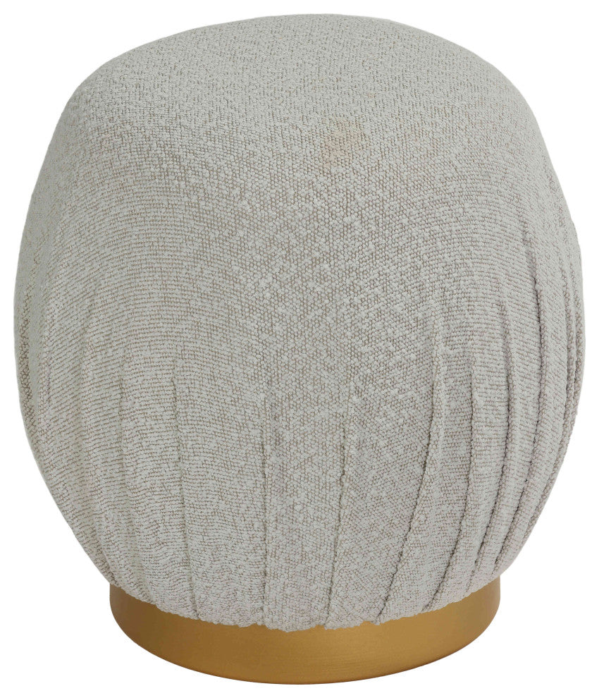Cortesi Home Paulina Round Ottoman, Light Gray