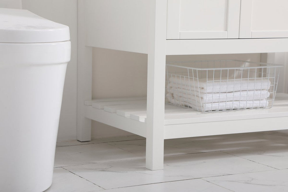 Tobias 36" Single Bathroom Vanity, White With Backsplash