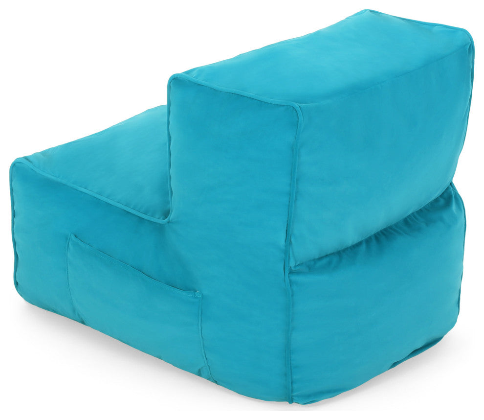 Caraway Modern Velvet Bean Bag Chair, Teal