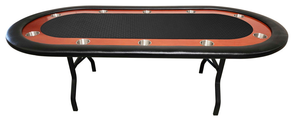 Ultimate Mahogany Folding Poker Table for 10 Players, Speed Cloth Surface, Black