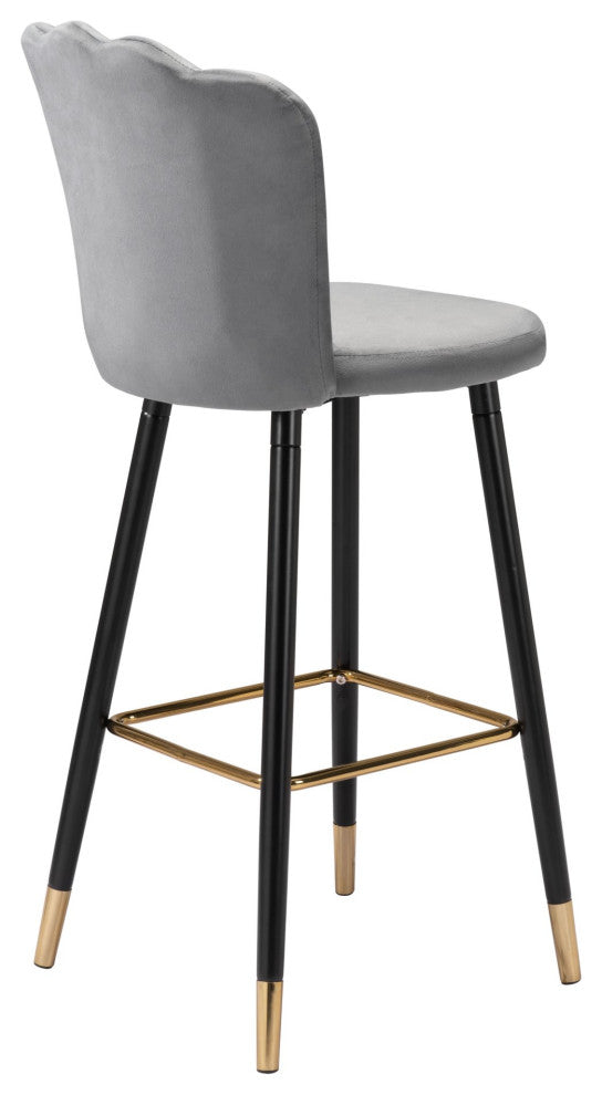 Bar Stool Chair Barstool, Steel Metal, Fabric, Gray, Black, Gold, Cafe