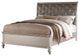 Benzara Wooden C.King Bed With Silver PU Tufted HB, Shinny Silver Finish