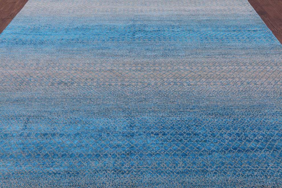 9' 2" X 12' 2" Savannah Grass Wool & Silk Hand-Knotted Rug - Q15437