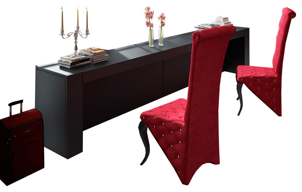 T27 Bedroom Make-up Vanity 110", Black, Glossy Finish